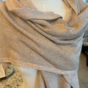 White House Black Market Beige Shimmer Scarf